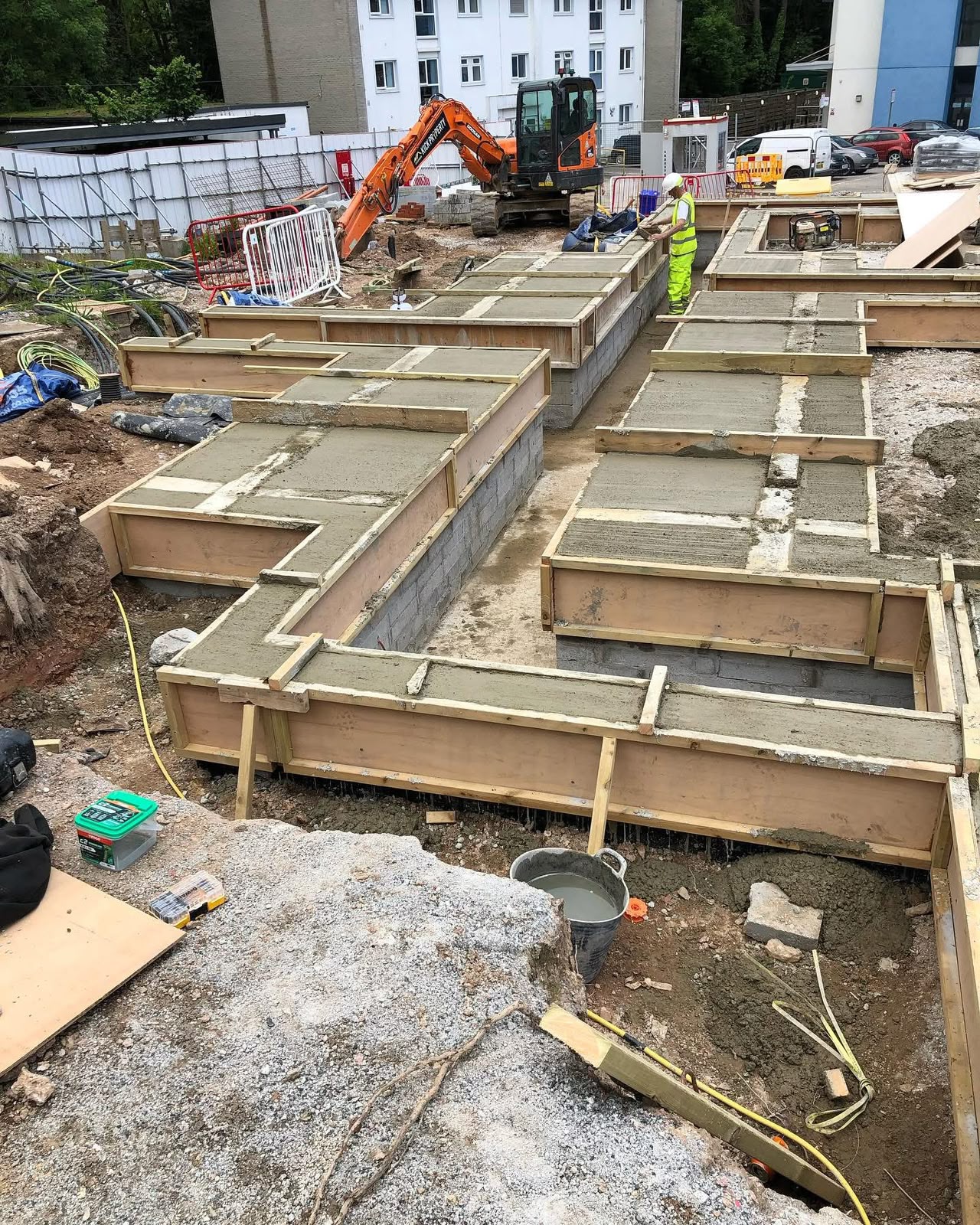 Concrete pad construction for a hospital sub station at Treliske, Truro