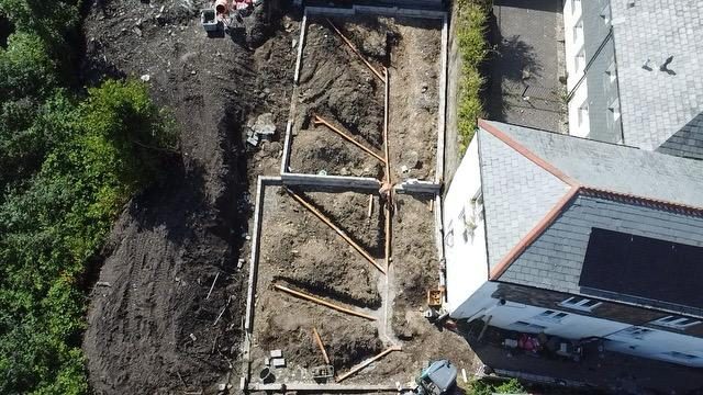 Foundations and footings by CC Construction Ltd: trench fill footings, steel reinforcement cages and poured concrete on a Cornwall plot (3)