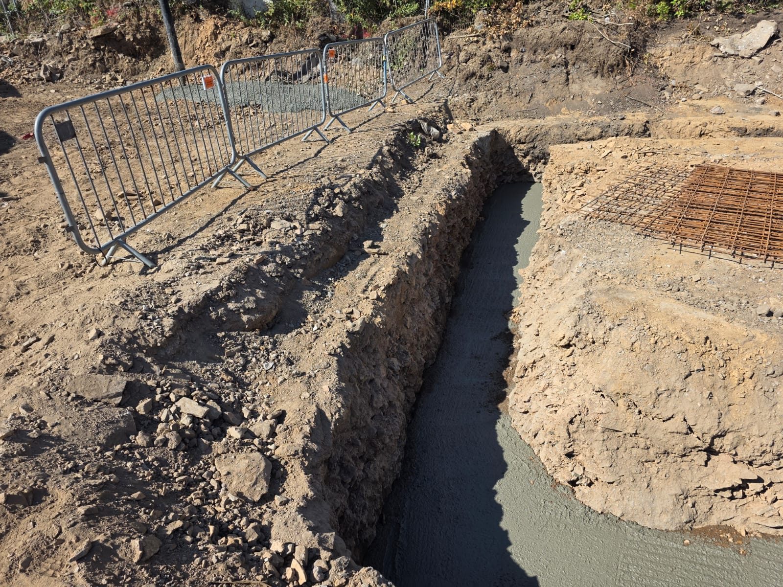 Foundations and footings by CC Construction Ltd: trench fill footings, steel reinforcement cages and poured concrete on a Cornwall plot (1)