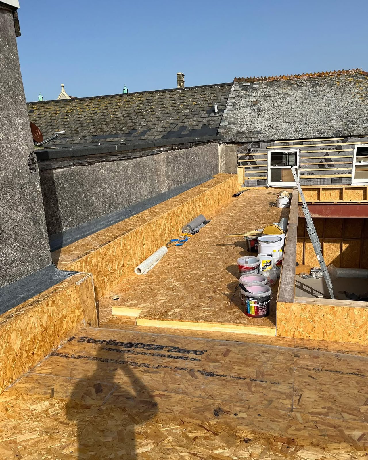 Completed flat roof deck on a commercial refurbishment in Cornwall