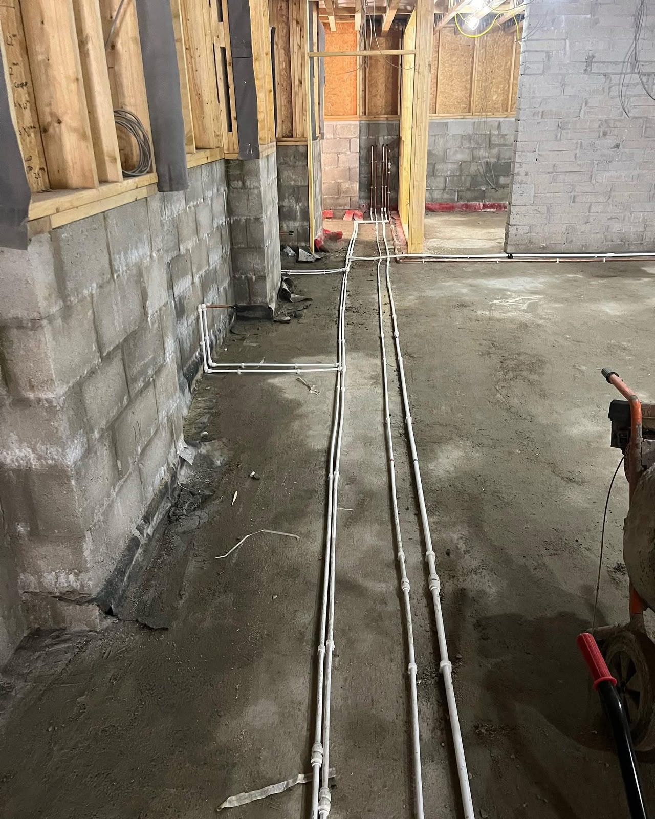 First fix pipework runs on a commercial refurbishment site in Cornwall