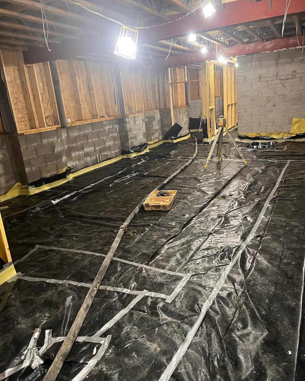 Pipework clipped and set out ready for floor build up on a commercial refurbishment